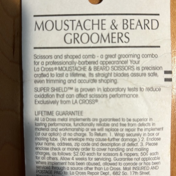LA CROSS Moustache & Beard Groomers, Scissors & Comb - Picture 4 of 6
